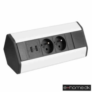 Hjørnebox med 2 EU stik og 2 USB