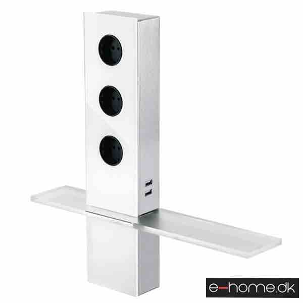 Strømtårn 3xEU 2xUSB Hvid