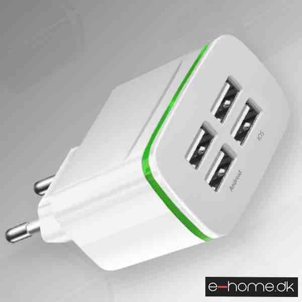 Universal 4xUSB opladeradapter - Hvid