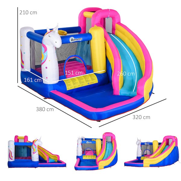 Outsunny unicorn vand hoppeborg - Billede 3