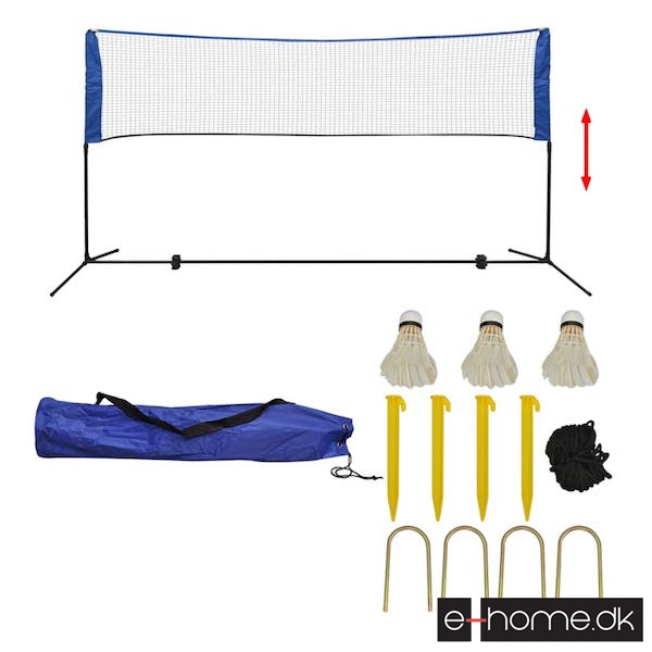 Badmintonsæt med net og fjerbolde 300 x 155 cm