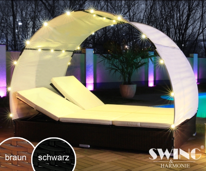 LED dobbelt liggestol model Lagos, brun - Billede 2