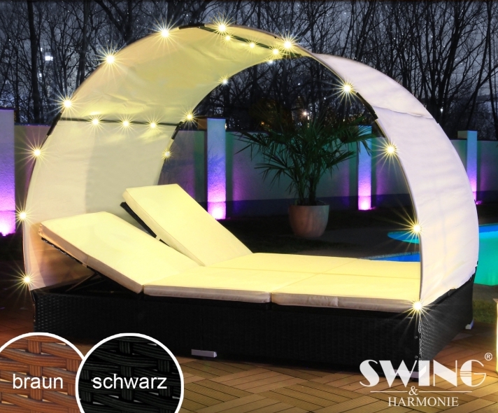 LED dobbelt liggestol model Lagos, sort - Billede 2