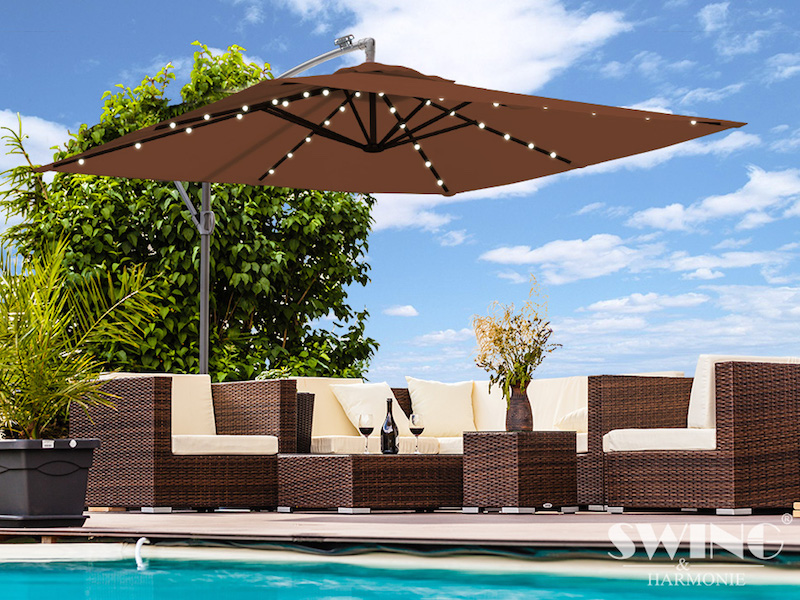 LED parasol 3x3 m, flere farver - Billede 4