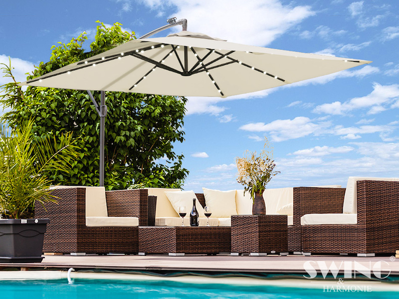 LED parasol 3x3 m, flere farver - Billede 2