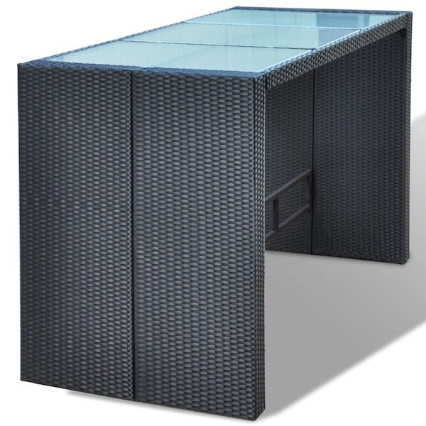 Havebarsæt med hynder, sort polyrattan - Billede 6