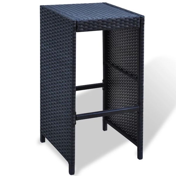 Havebarsæt med hynder, sort polyrattan - Billede 7