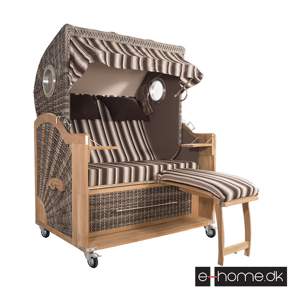Strandkurv model Lübeck XL - brun og creme farvet