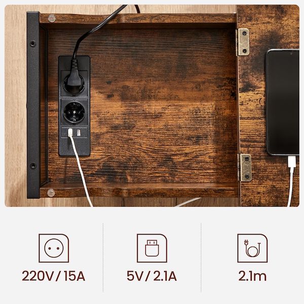 Sidebord med lomme og oplader - Billede 8