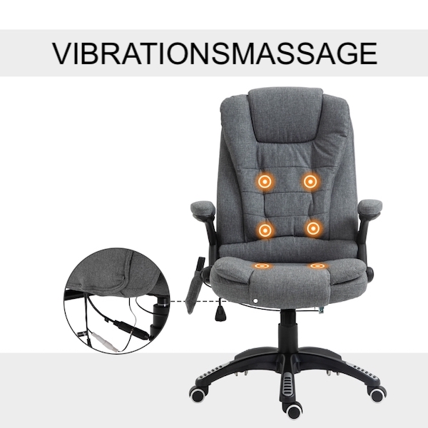 Kontorstol med varme- og massagefunktion - lysegrå - Billede 9