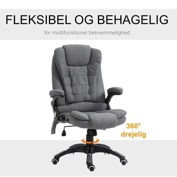 Kontorstol med varme- og massagefunktion - lysegrå - Billede 10