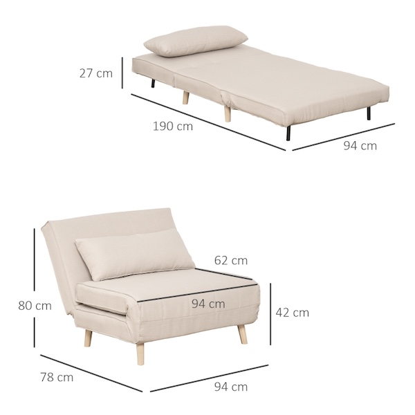 Sovesofa med justerbar ryglæn, nordisk design - Billede 3