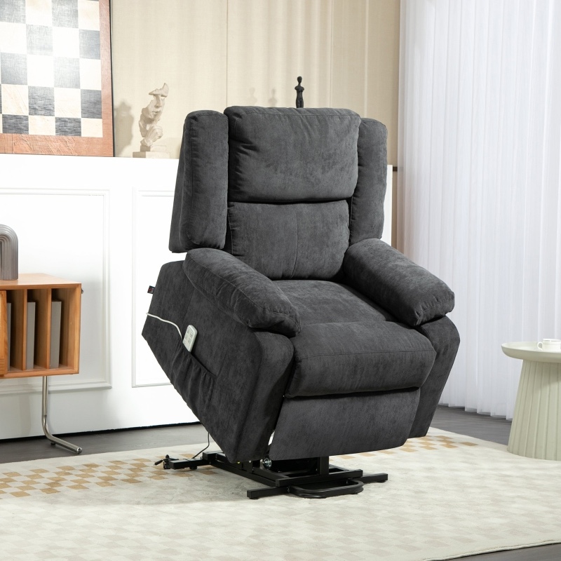 Lænestol med el-løft og Individuel indstilling, sort