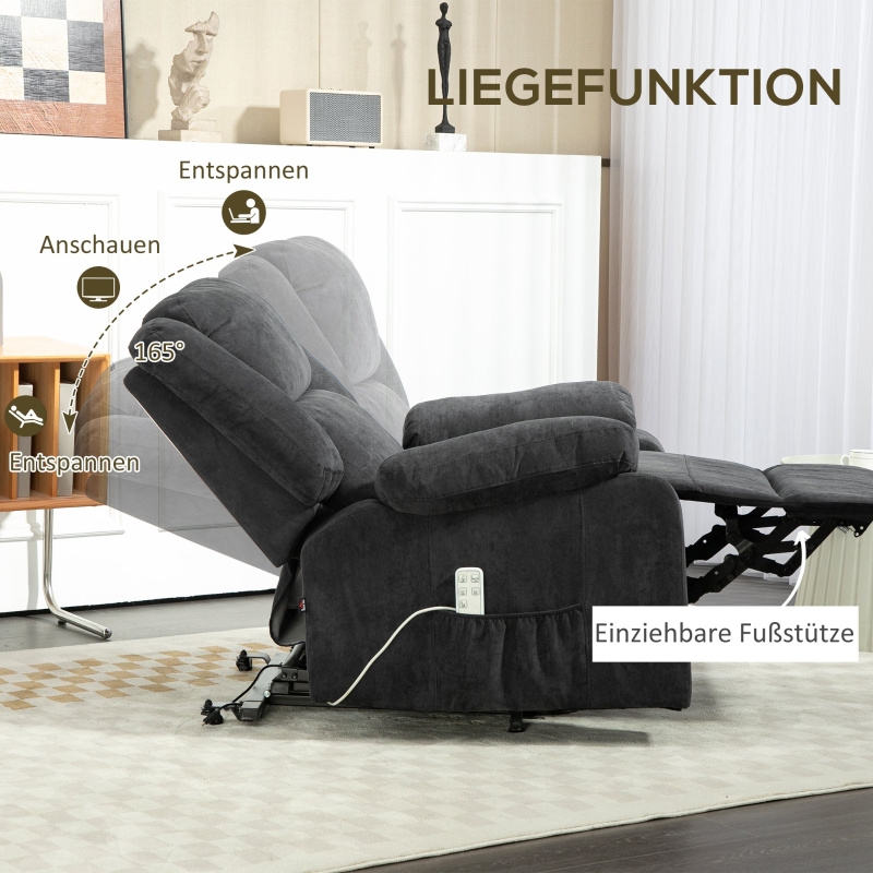 Lænestol med el-løft og Individuel indstilling, sort - Billede 7