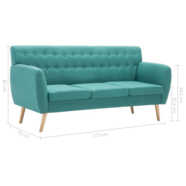 3-personers sofa 172x70x82 cm stofbetræk grøn - Billede 2