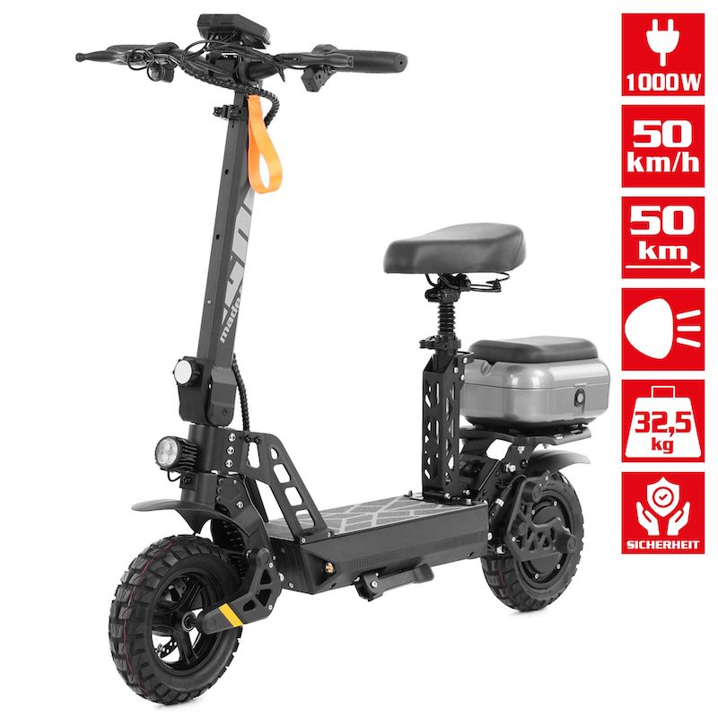 E-Scooter med sæde og opbevaringsboks sort - Billede 2