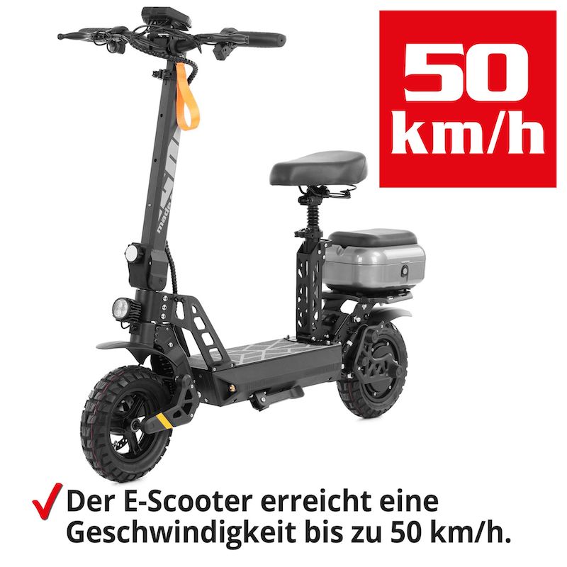 E-Scooter med sæde og opbevaringsboks sort - Billede 4