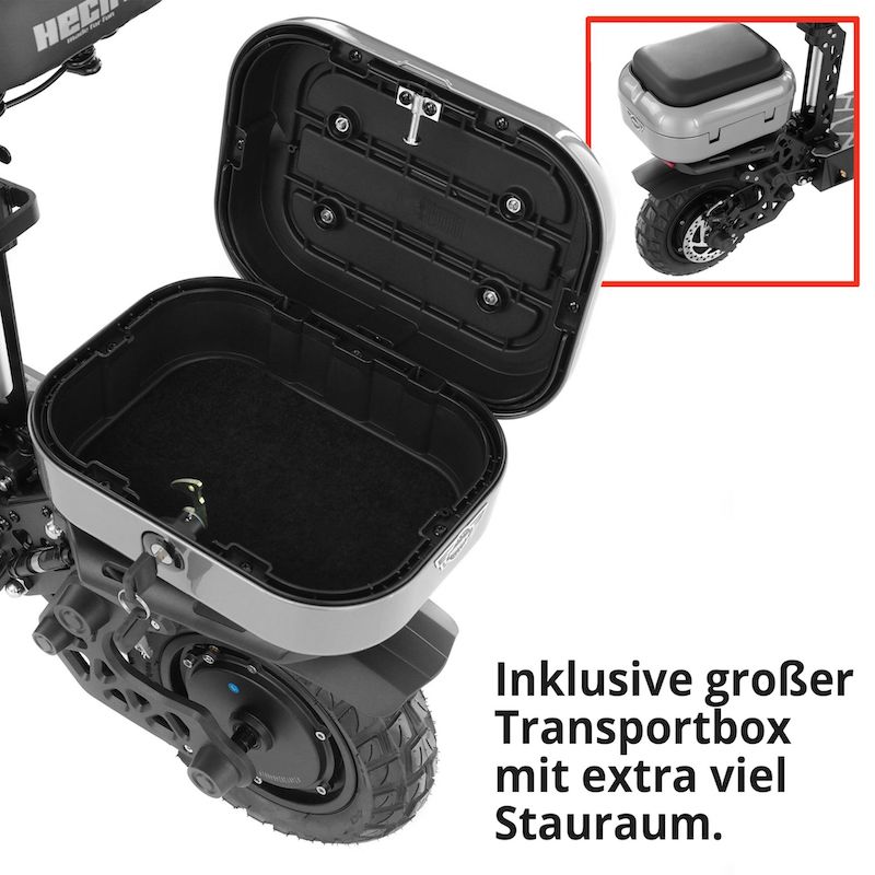 E-Scooter med sæde og opbevaringsboks sort - Billede 5