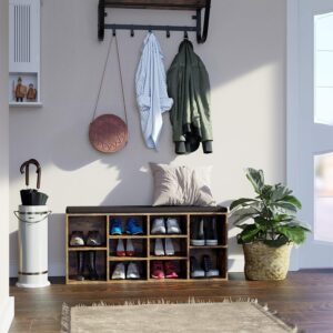 Skobænk med 10 rum, brun