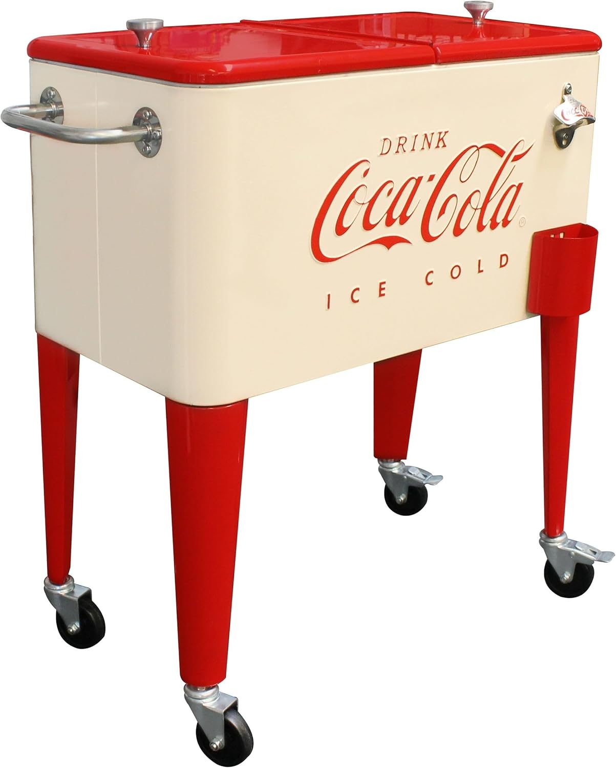 Coca-cola kølevogn med hjul, køleboks, rød - Billede 2