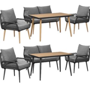 Siddegruppe 4 personer, træ eller grå ben